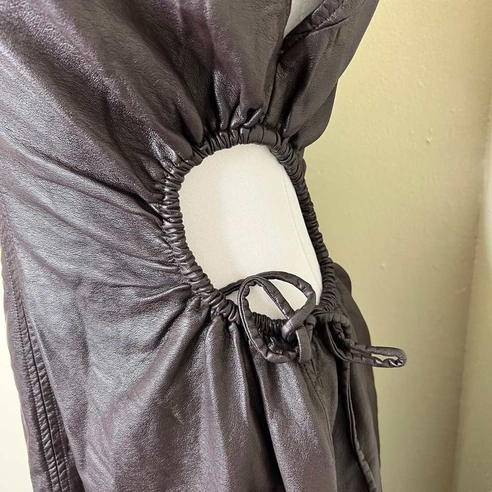 Astr Faux Leather Midi Dress in Dark Brown - Picture 8 of 12
